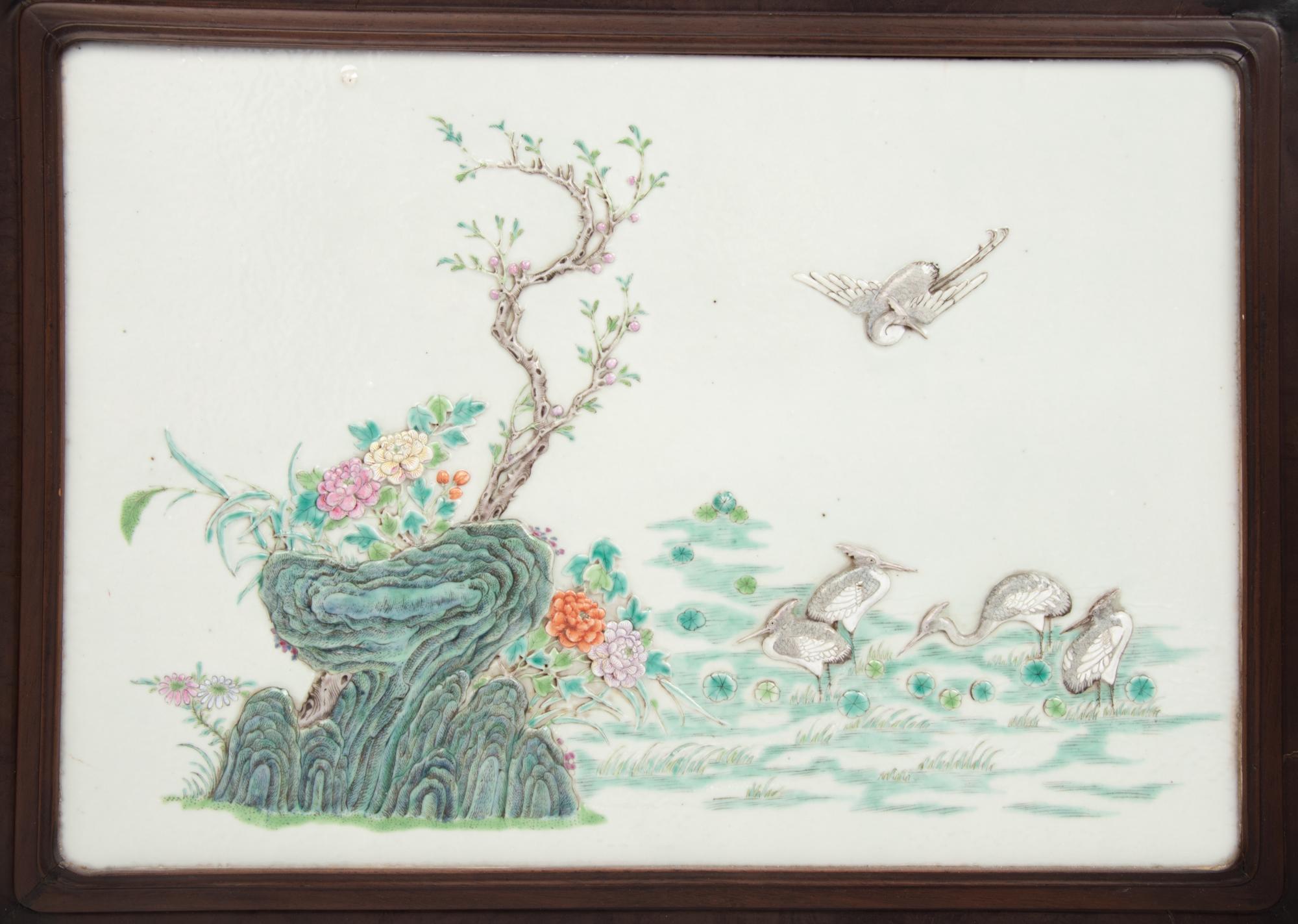 Two Famille Rose High-Relief Wall Panels