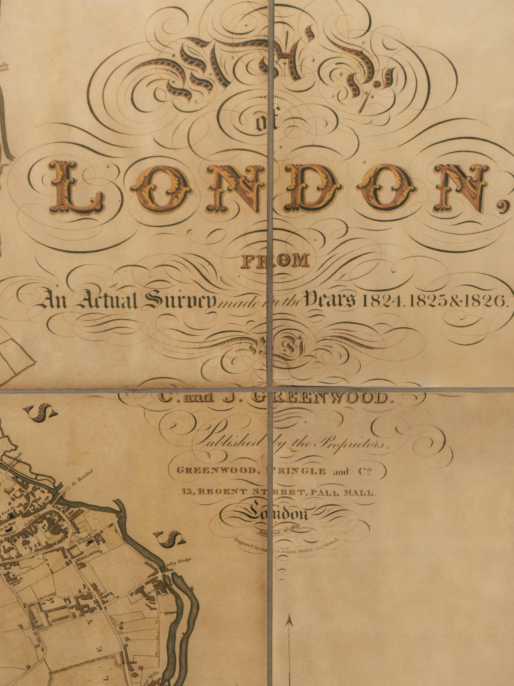 A Framed Greenwood, Pringle and Co. Folding Map, The Metropolis of London
