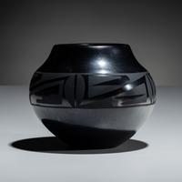 Blackware Pottery Jar, Gunmetal Finish