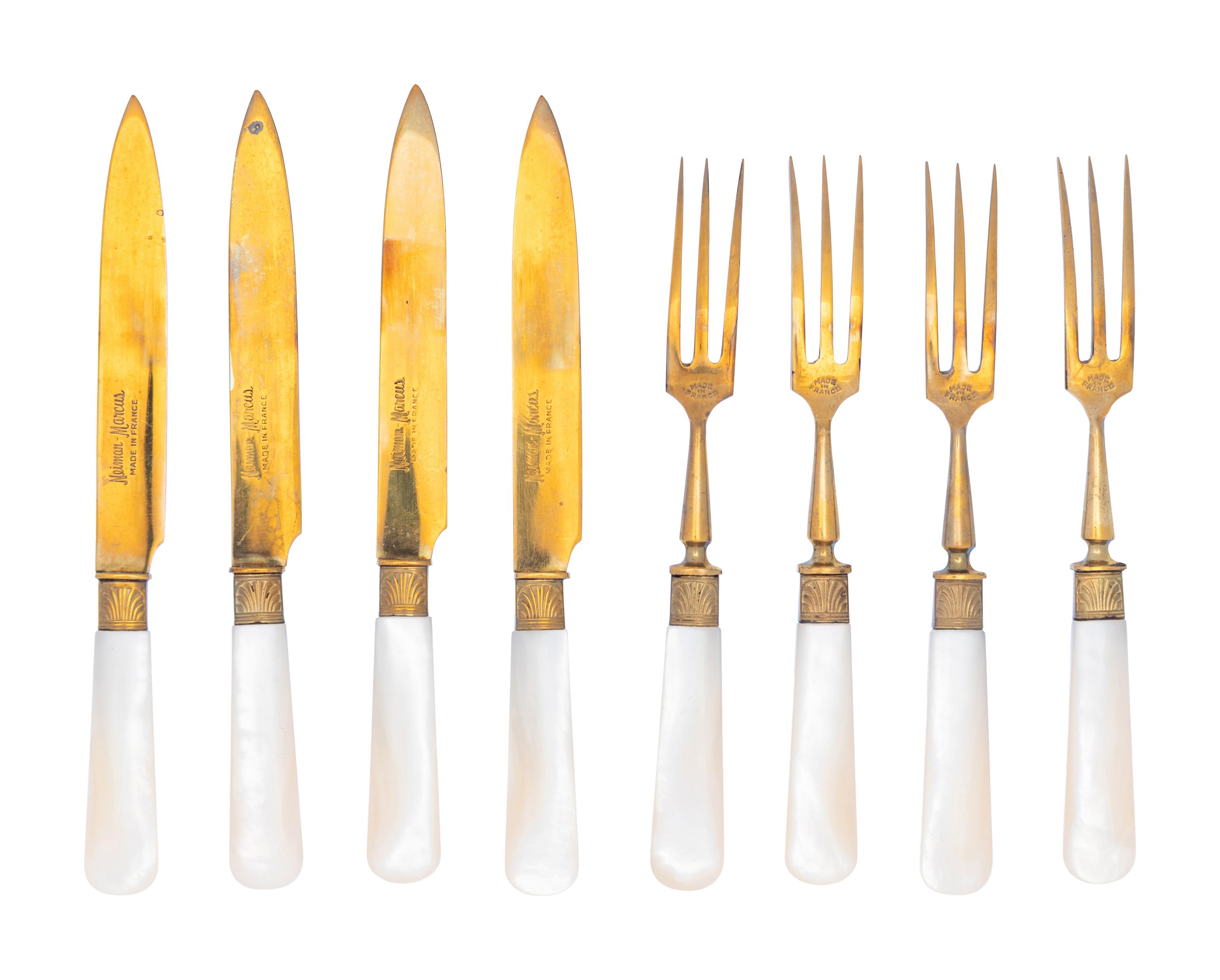 A Cased Eight-Piece Set of French Mother-of-Pearl Handled Flatware Articles