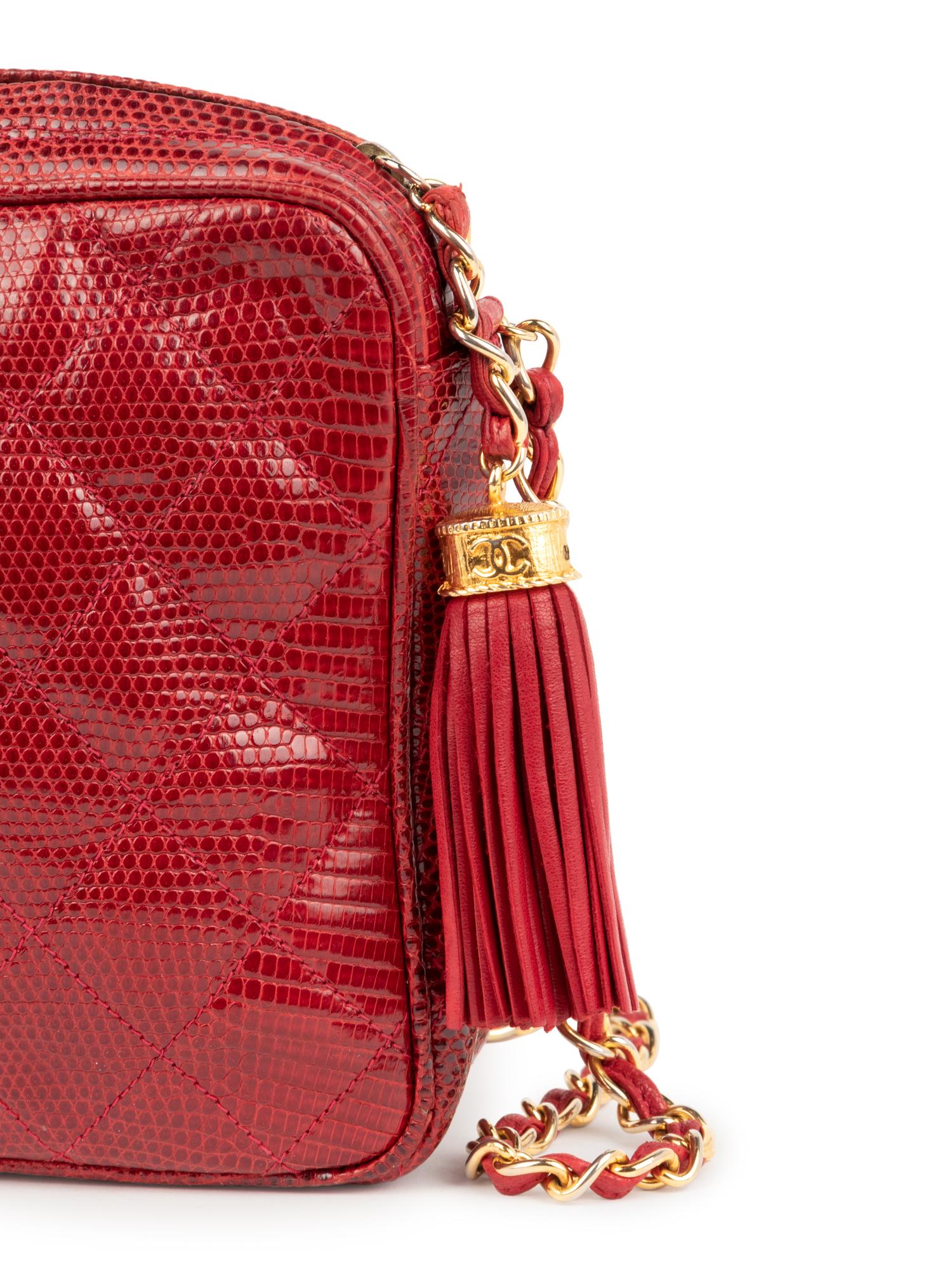 Chanel Red Lizard Shoulder Bag, c.1997