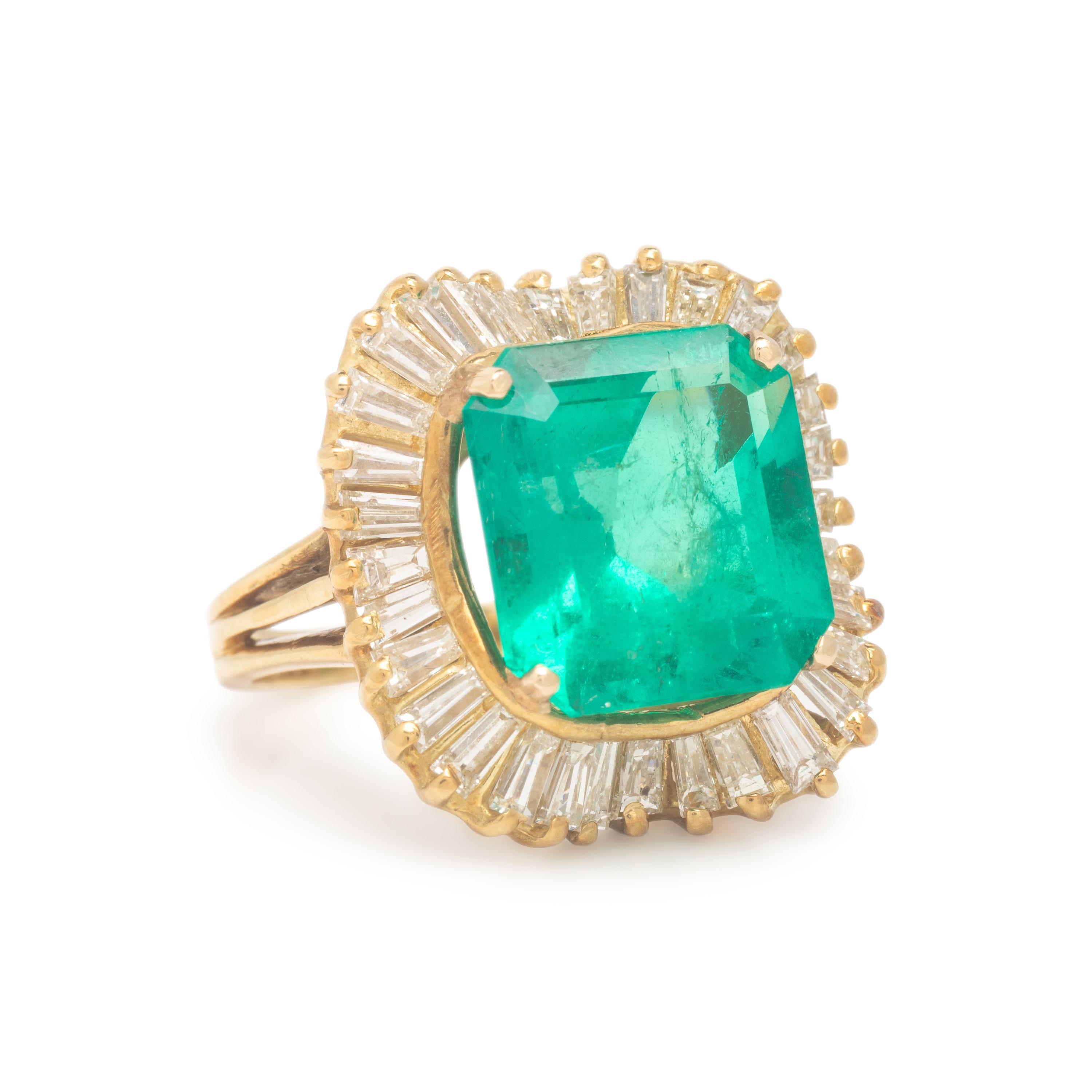 Colombian Emerald, Diamond, and Yellow Gold Ring