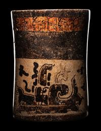 A Maya Polychrome Cylinder Vessel