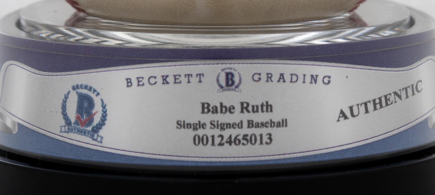 A Babe Ruth Single Signed Baseball (Beckett Authentication Services Encapsulated),