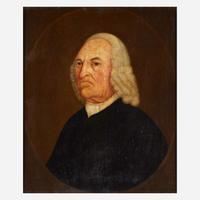 English School 18th century Two Works: Portrait of a Reverend and Small Portrait of a Gentleman Seated in His Library, circa 1795
