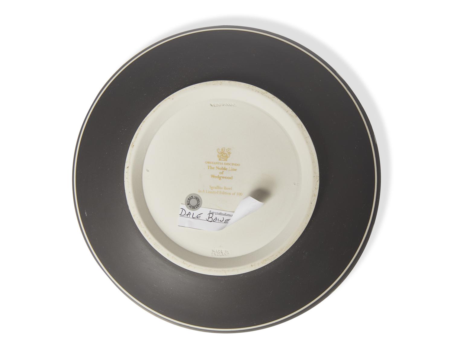 A Wedgwood Sgraffito Decorated Black Jasperware Bowl