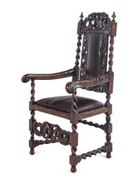 A William and Mary Style Oak Armchair