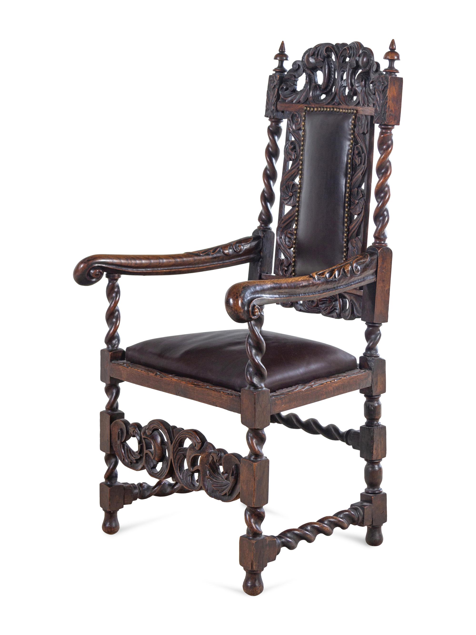 A William and Mary Style Oak Armchair