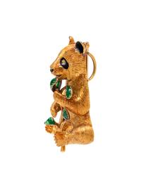 YELLOW GOLD, DIAMOND AND ENAMEL PANDA PENDANT/BROOCH