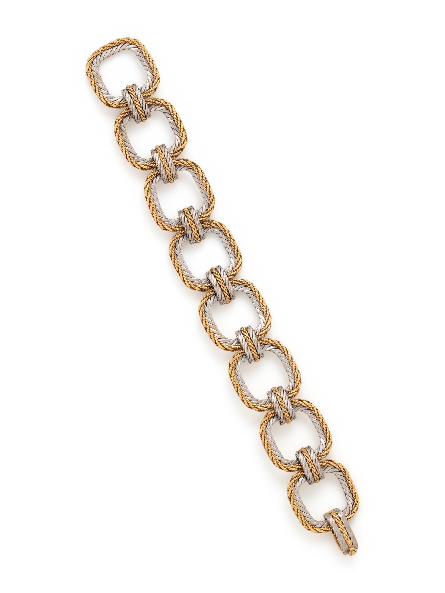 BUCCELLATI, BICOLOR GOLD LINK BRACELET