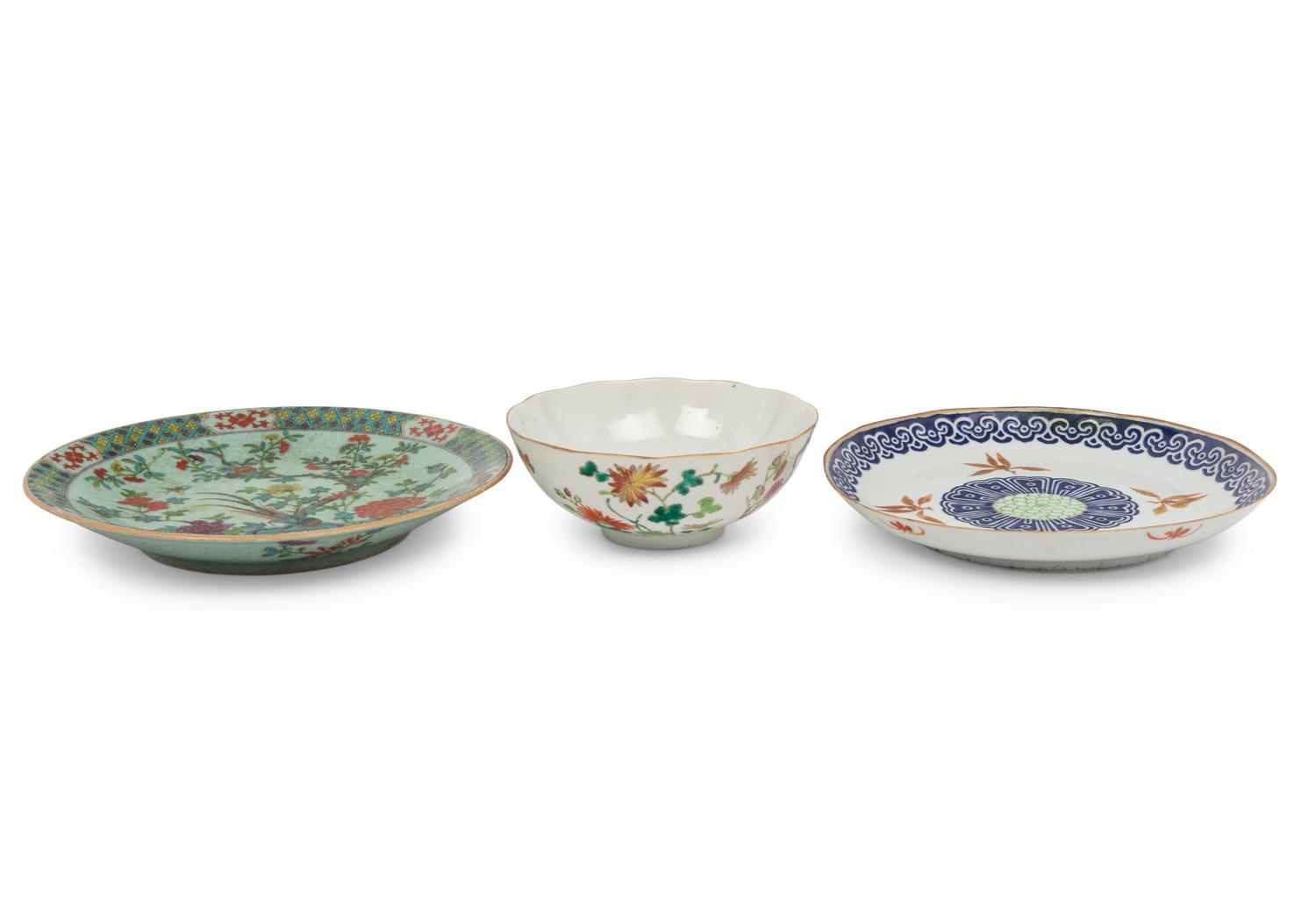 Three Chinese Famille Rose Porcelain Wares