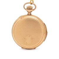 GOLD-FILLED QUARTER REPEATER HUNTER CASE POCKET WATCH AND FOB CHAIN