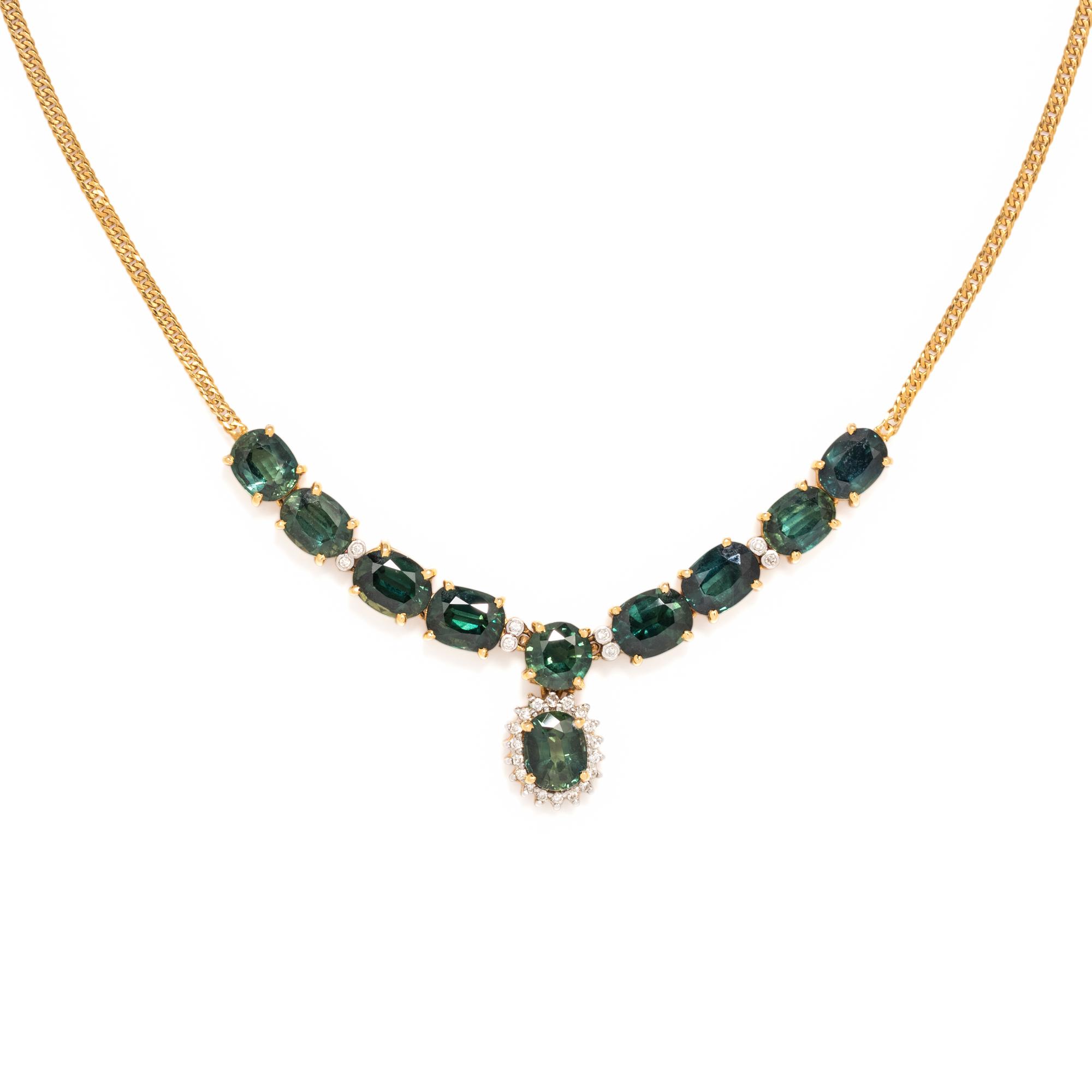 GREEN SAPPHIRE AND DIAMOND SET
