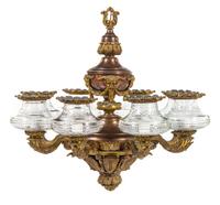 A Neoclassical Gilt Metal Eight-Light Chandelier Height 35 x diameter 25 1/2 inches. — LATE 19TH/EARLY 20TH CENTURY