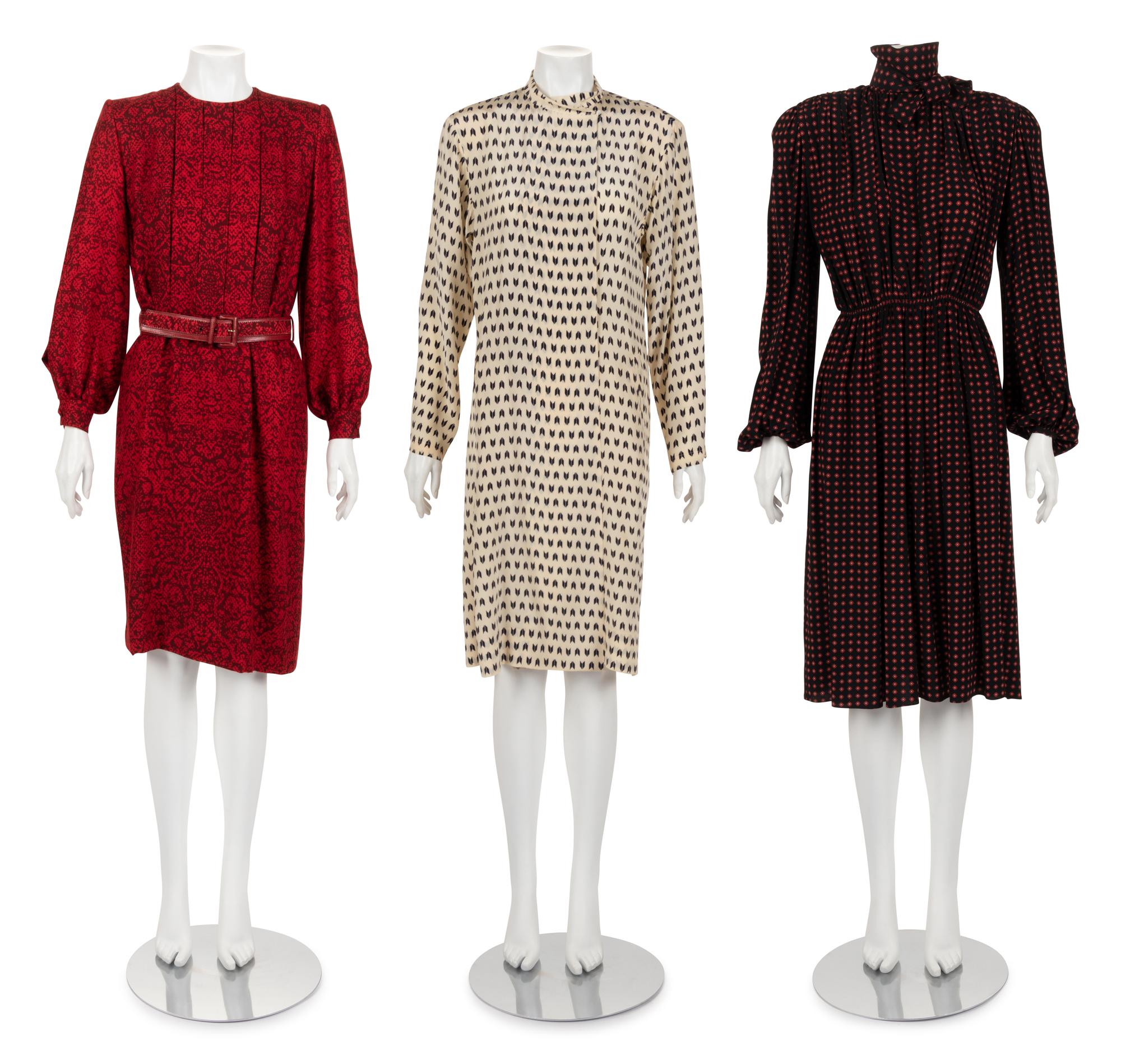 Three Designer Dresses: Two Calvin Klein and One Andre Laug, 1980s