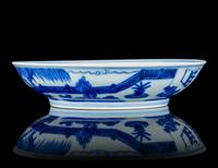 A Blue and White Porcelain 'Three Friends' Plate
