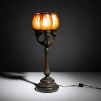 Tulip-Form three-light table lamp Tiffany Studios, USA