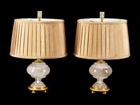 A Pair of Louis XVI Style Gilt-Bronze-Mounted Rock Crystal Lamps
