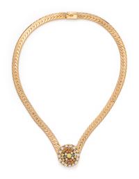 YELLOW GOLD, COLORED DIAMOND AND DIAMOND NECKLACE