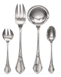 A Group of French Silver Flatware Articles, Tetard Freres, Retailed by Cartier, Paris, 20th Century, comprising: 7 pastry forks 3 ice c
