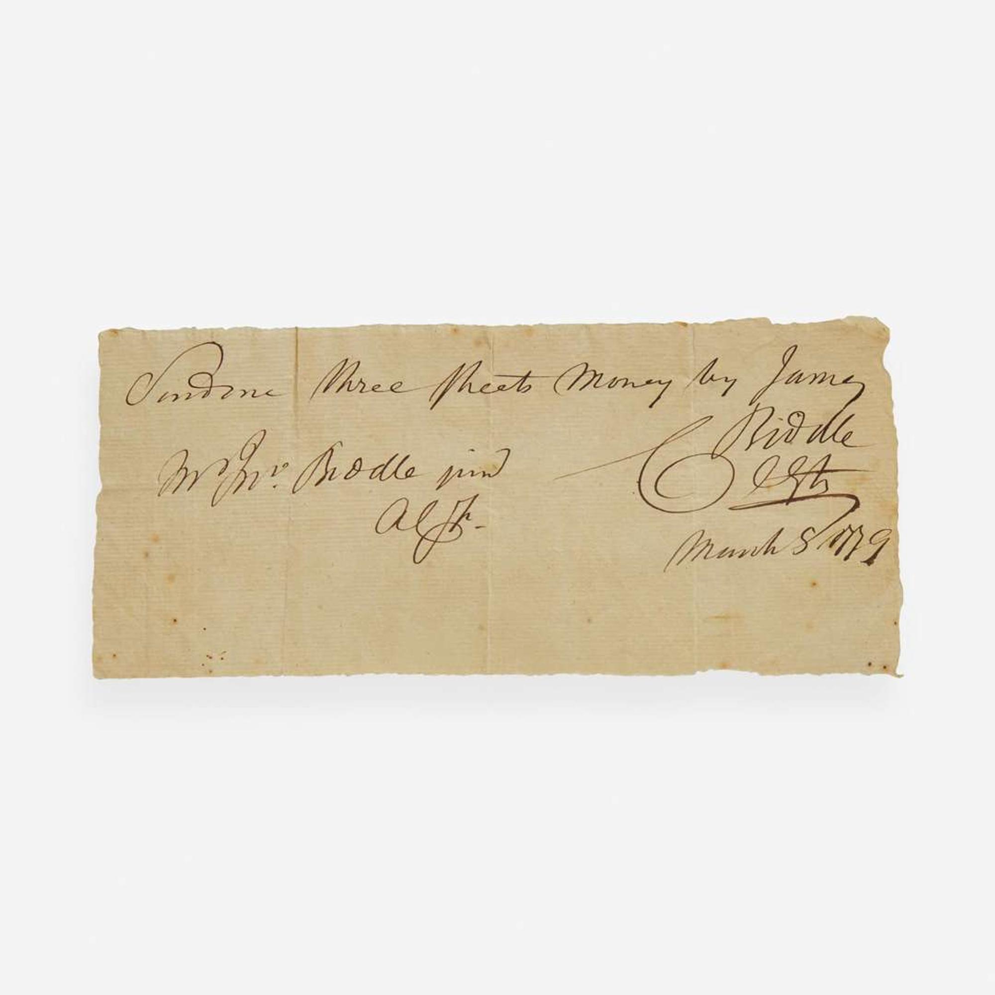 [Americana] Biddle, Clement, and Owen Biddle, and Charles Thomson Group of 5 Documents, signed