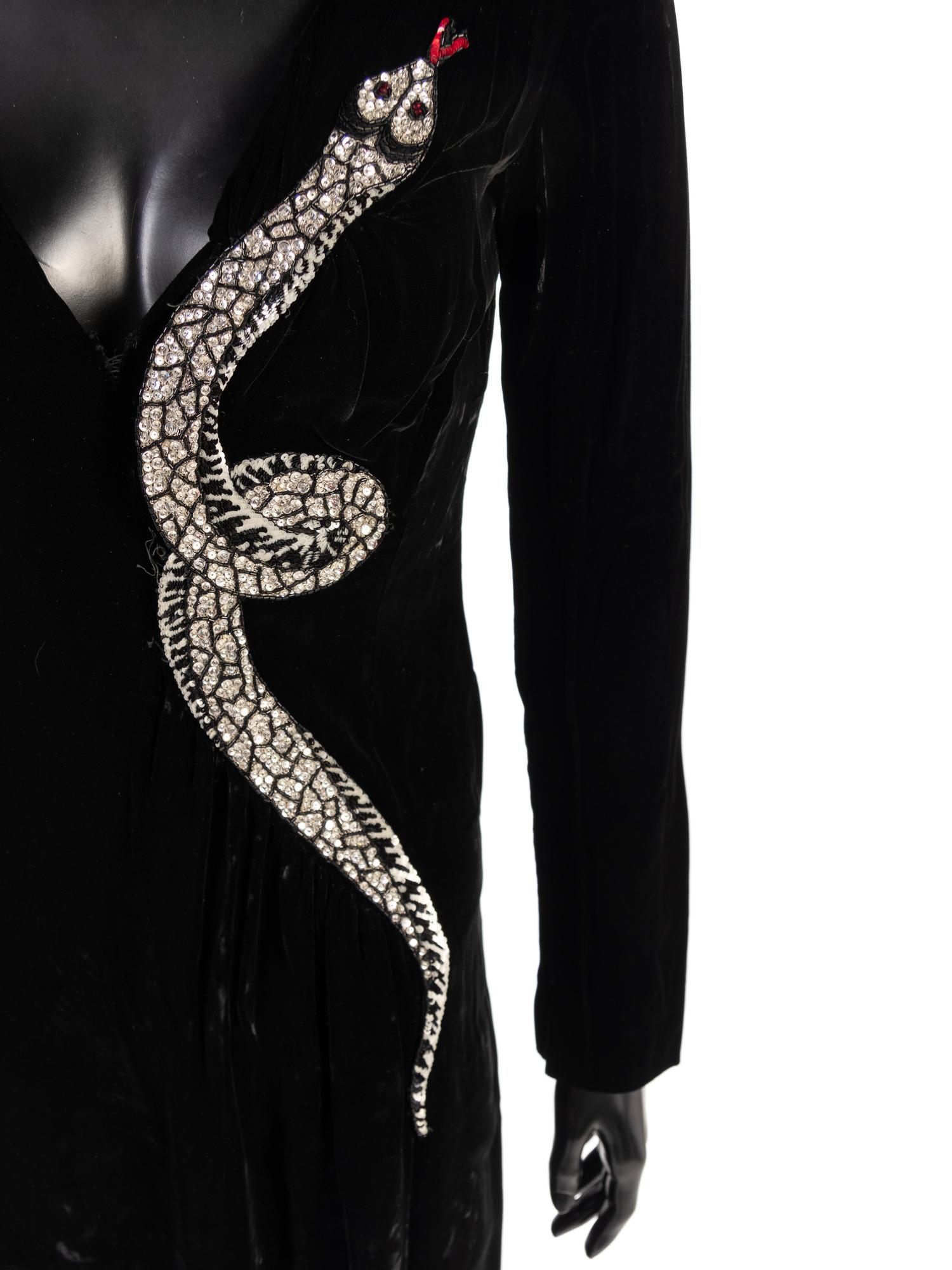 Valentino Evening Dress with Embroidered Snake, 1970-80s