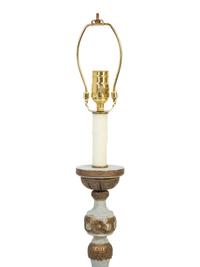 An Italian Painted and Parcel Gilt Pricket Mounted as a Lamp — 19TH/20TH CENTURY