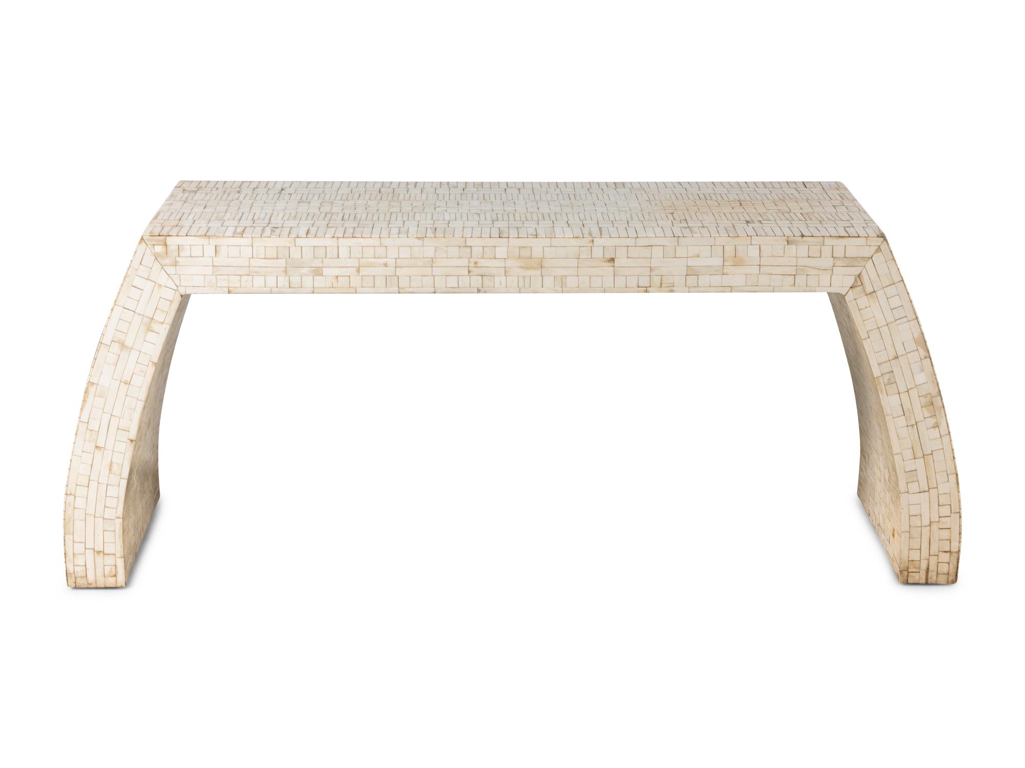 Bone Tile Veneered Console Table
