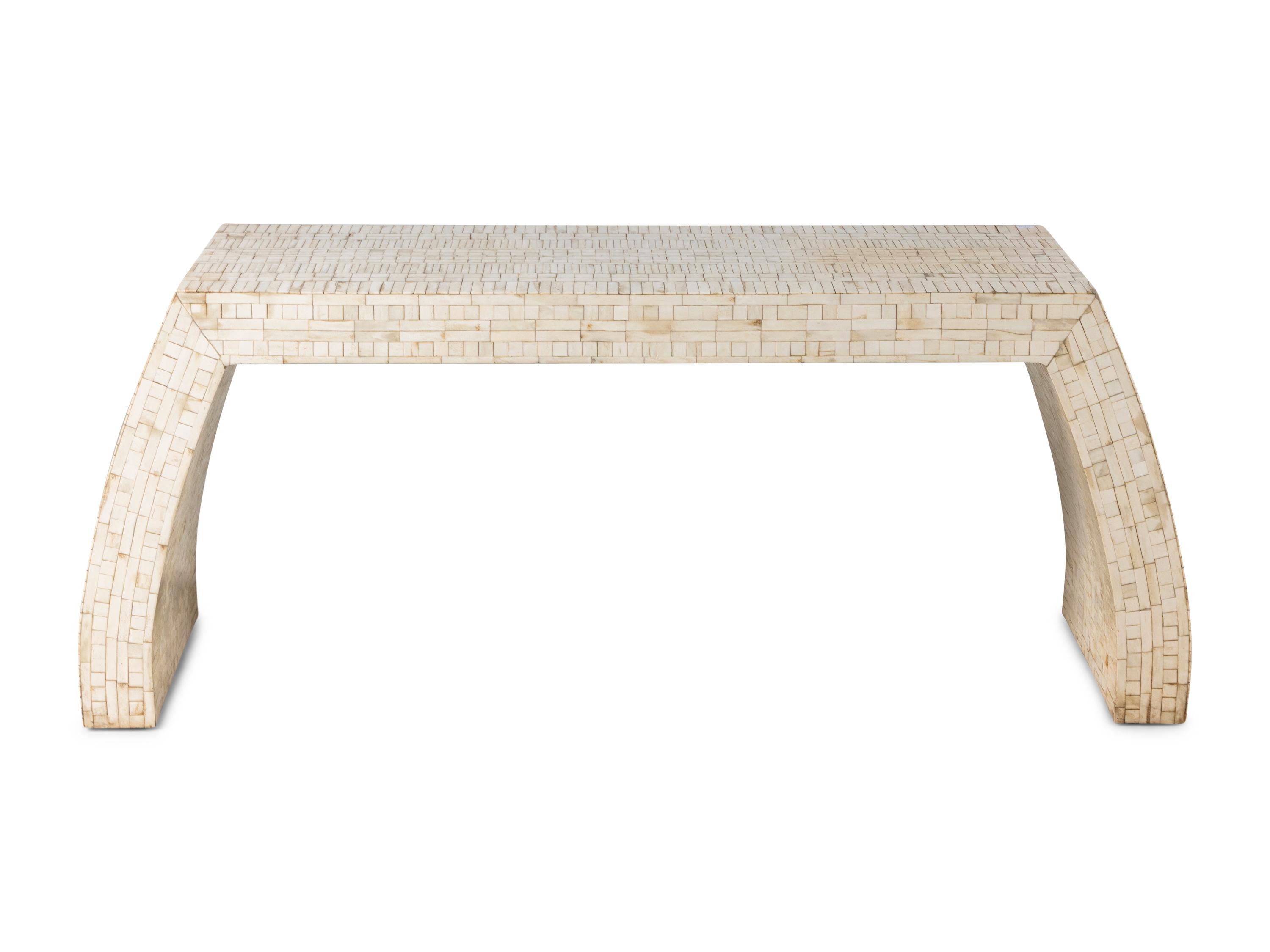 Bone Tile Veneered Console Table