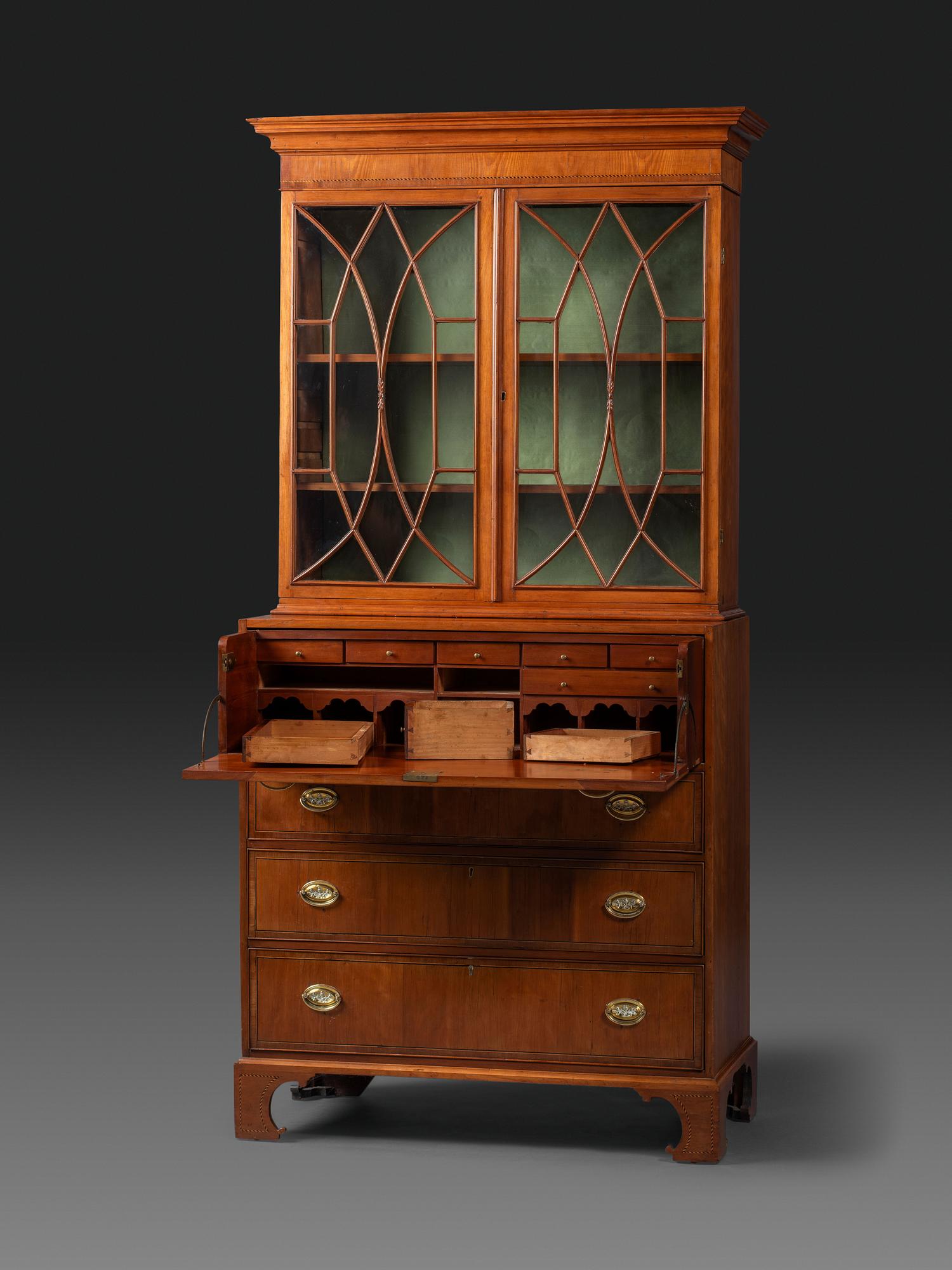 A Federal Inlaid and Figured Cherrywood Cabinet