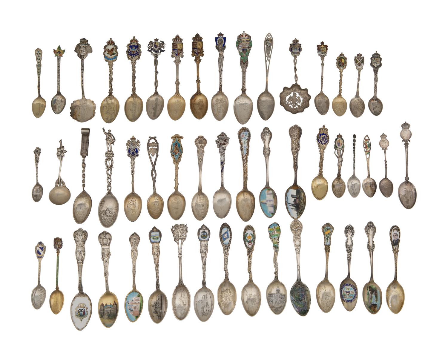 A Collection of Silver Souvenir Spoons