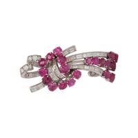 RUBY AND DIAMOND SPRAY BROOCH