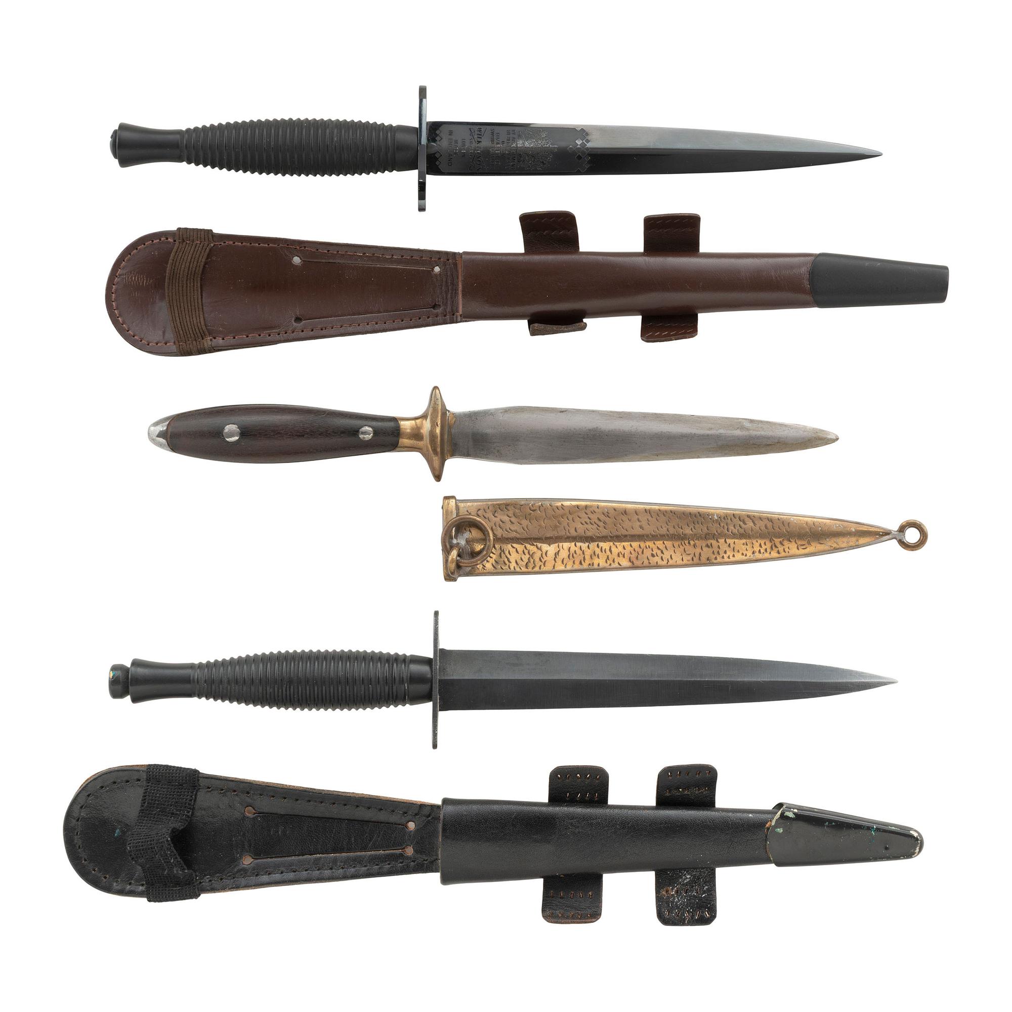 Two Modern Fairbarin Sykes Commando Knives and a Theater Made Dagger