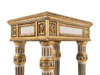 A Pair of North Italian Painted and Parcel-Gilt Marble-Top Side Tables
