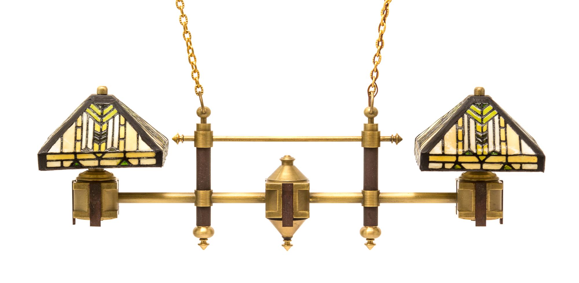 An Arts and Crafts Style Hanging Light Fixture Width 5 1/2 x depth 1 3/8 inches. — Scott Hughes
