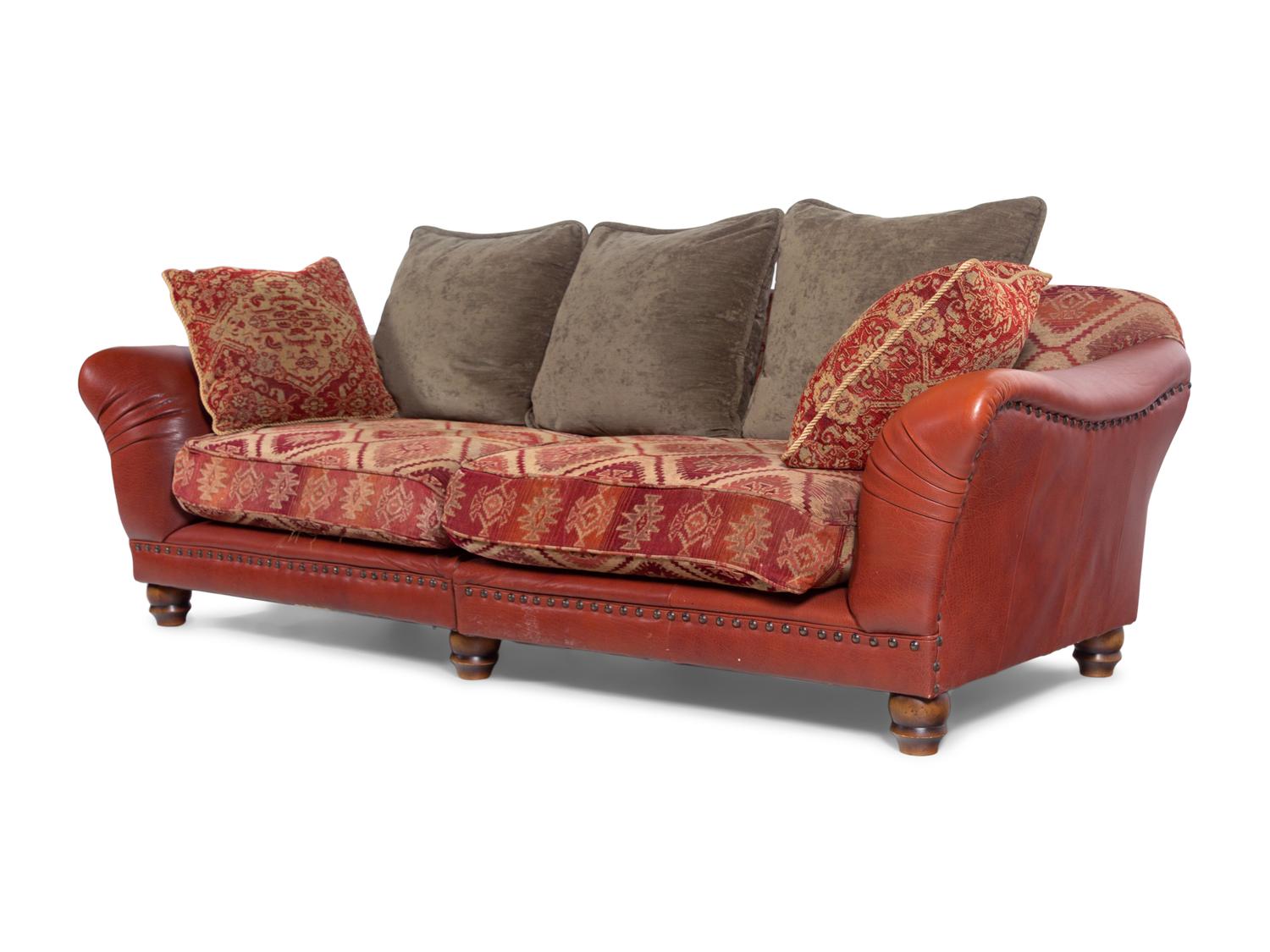 A Ralph Lauren Leather and Upholstery Sofa