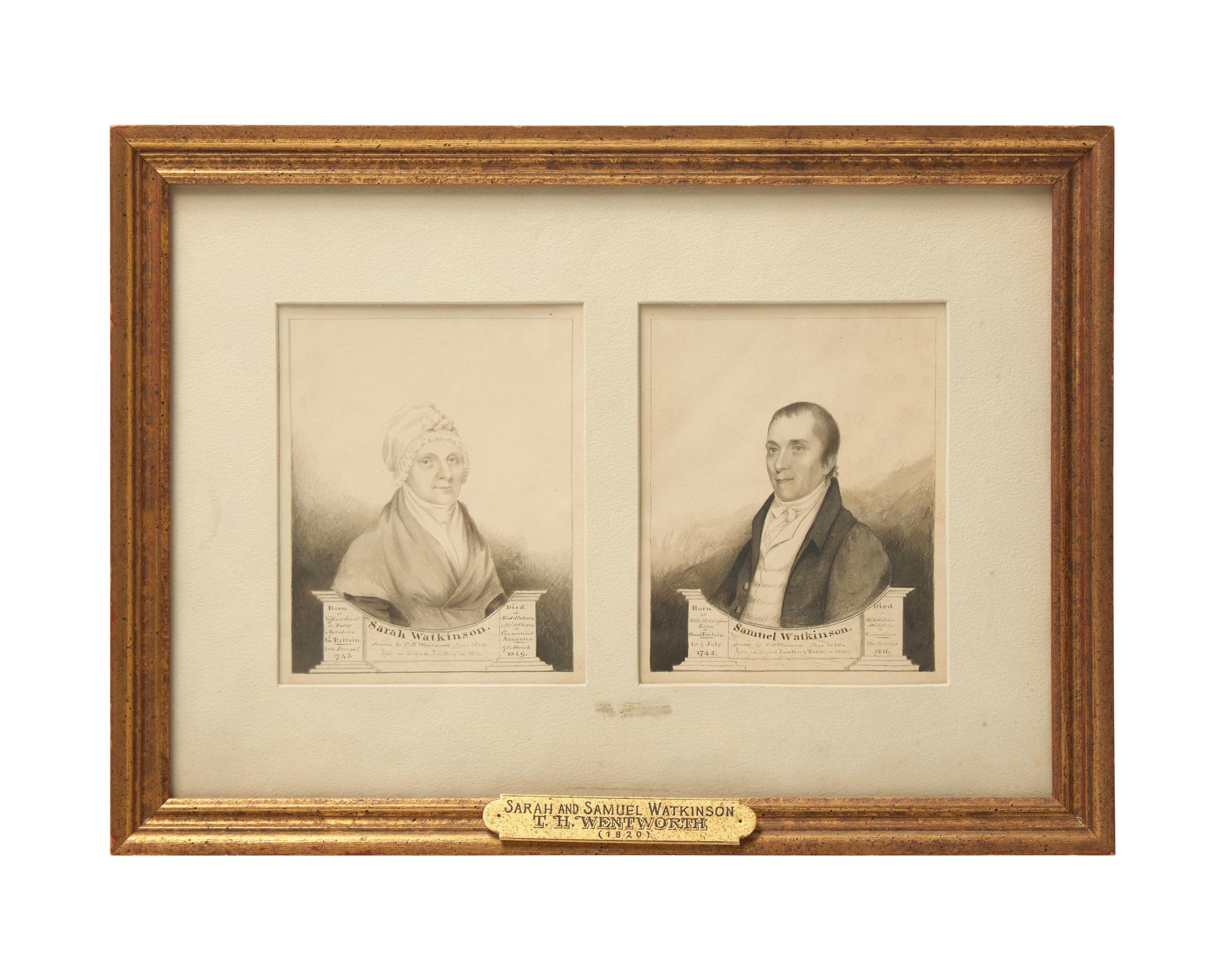 Thomas Handford Wentworth (American/Canadian 1781-1849), After Elkanah Tisdale (1792-after 1834), A Pair of Portrait Miniatures: Sarah Blair and Samuel Watkinson, of Middletown, Connecticut