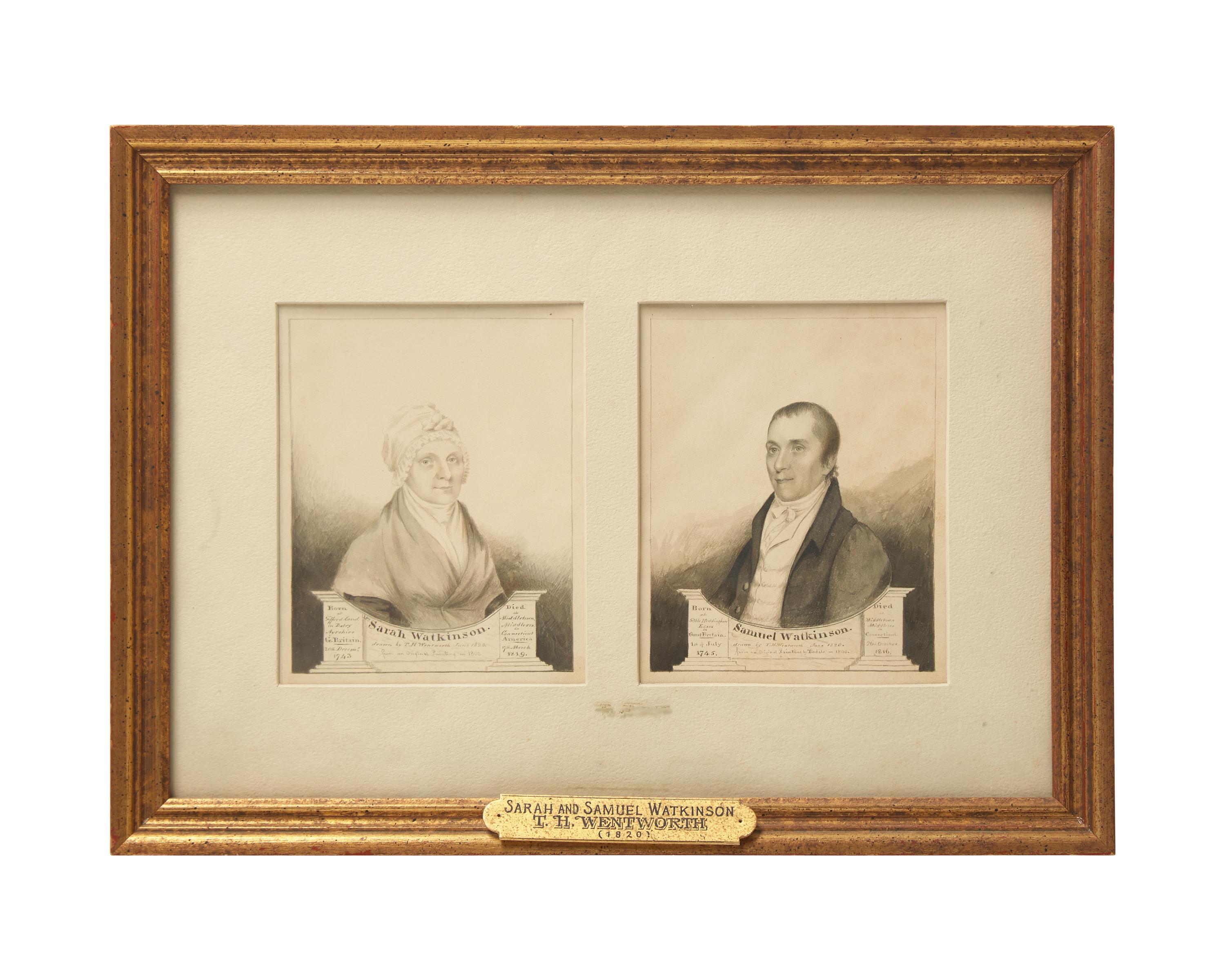 Thomas Handford Wentworth (American/Canadian 1781-1849), After Elkanah Tisdale (1792-after 1834), A Pair of Portrait Miniatures: Sarah Blair and Samuel Watkinson, of Middletown, Connecticut