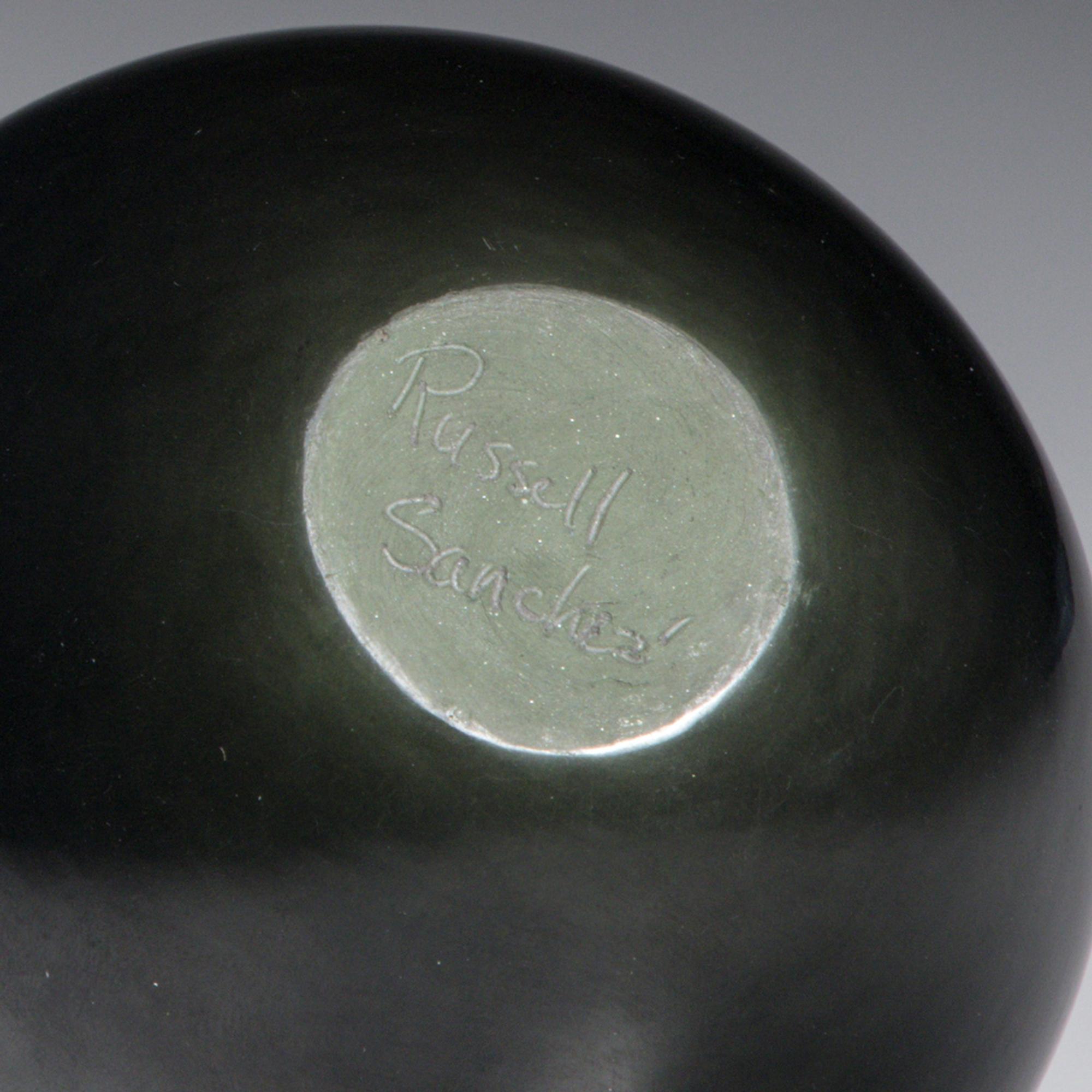 Russell Sanchez (San Ildefonso, b. 1963) — Black and Green Pottery Jar, with Lid