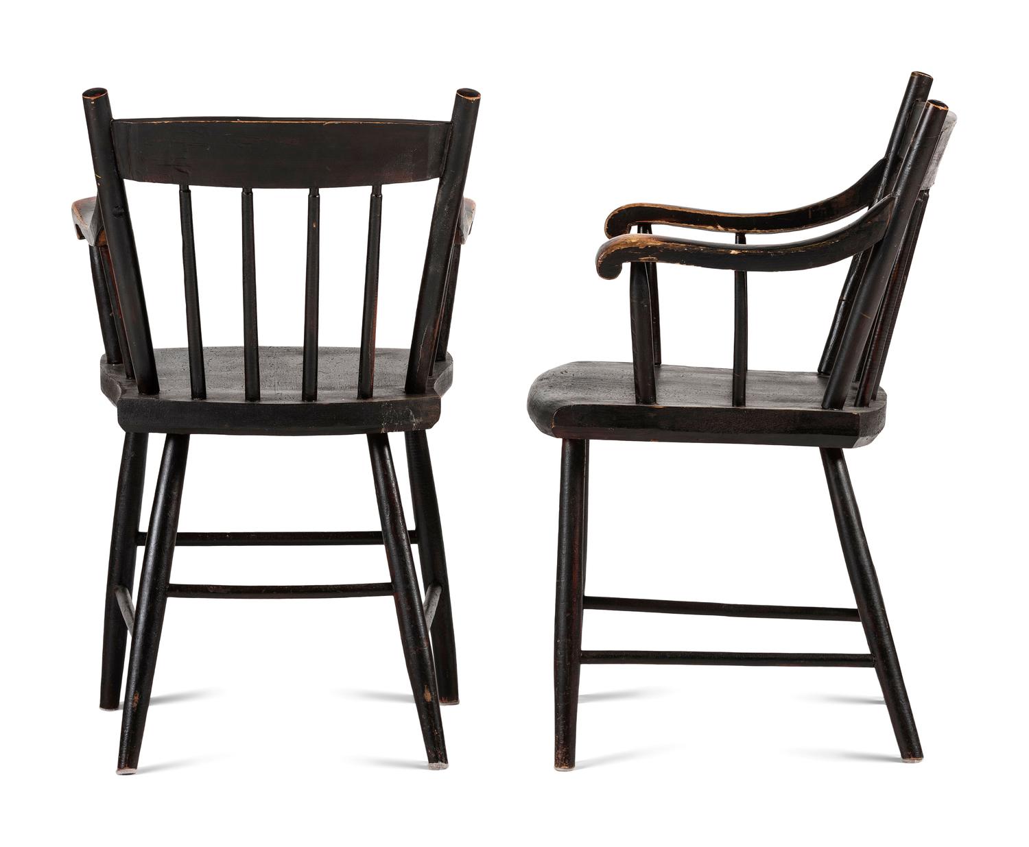 A Set of Eight Painted and Stencil Decorated Windsor Chairs