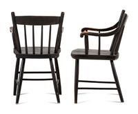 A Set of Eight Painted and Stencil Decorated Windsor Chairs