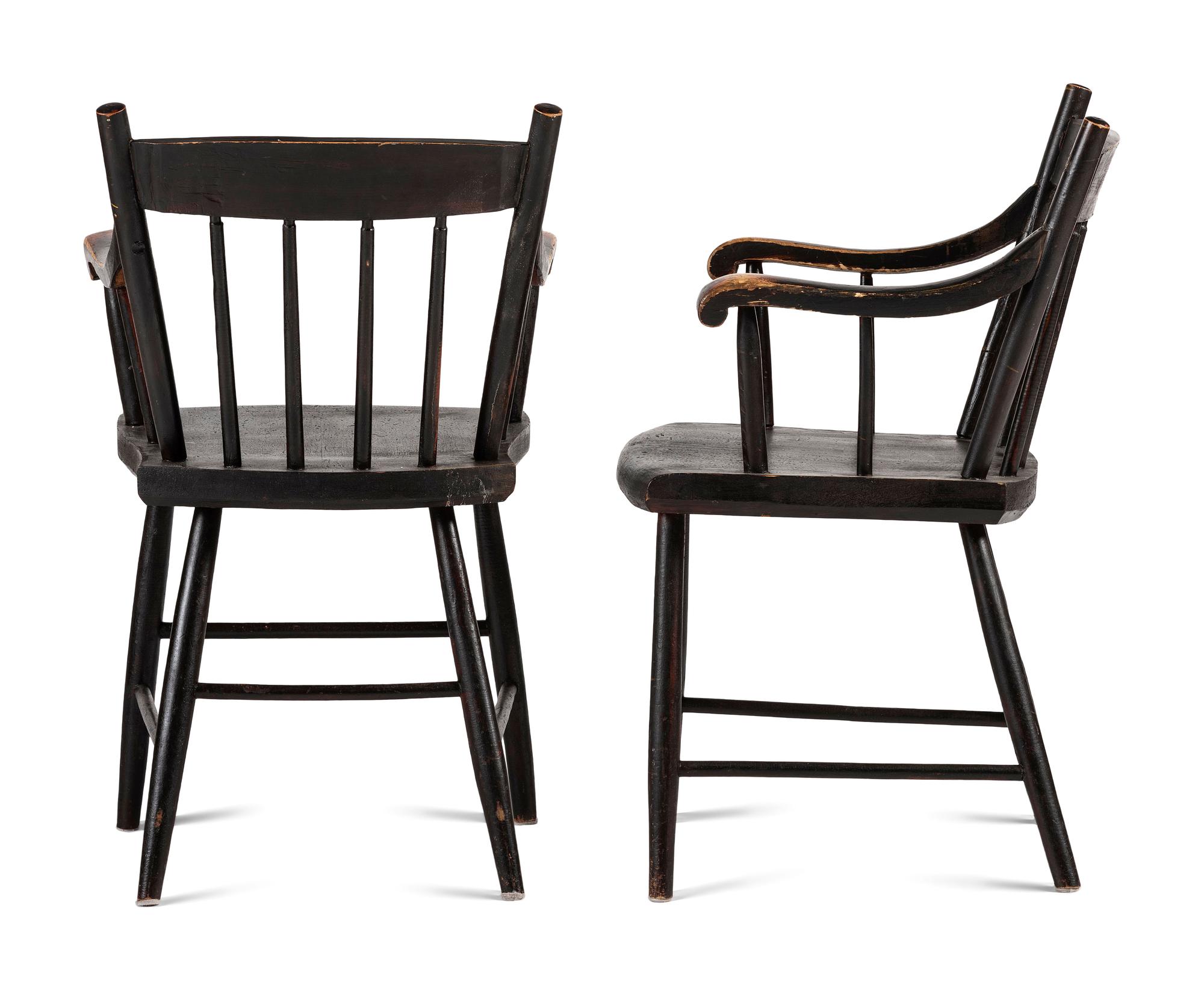 A Set of Eight Painted and Stencil Decorated Windsor Chairs