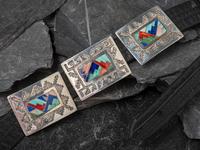Sterling Silver and Mosaic Inlay Concha Belt