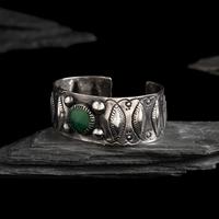 Early Navajo Ingot and Turquoise Cuff Bracelet