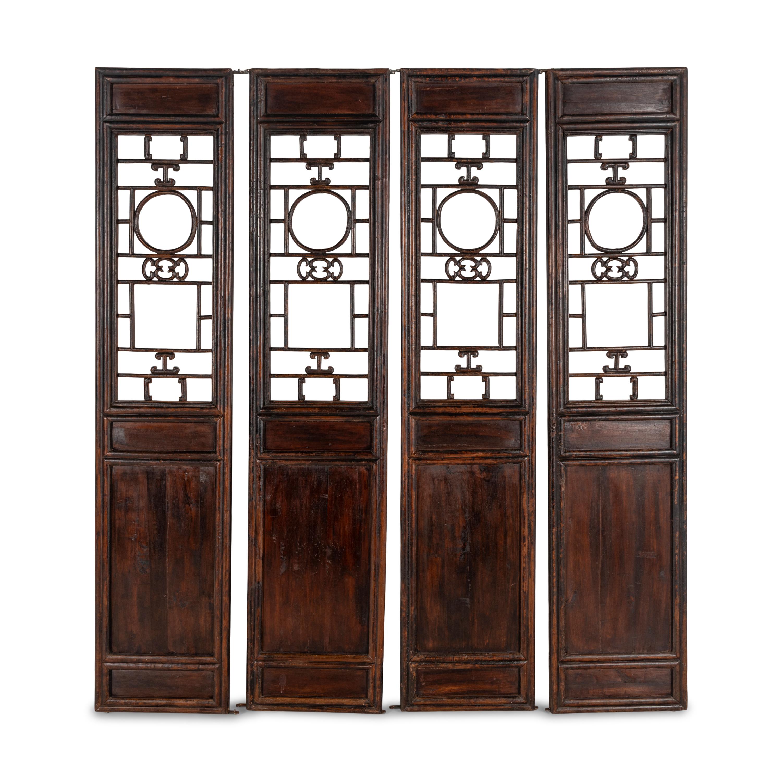 A Chinese Hardwood Four-Panel Floor Screen