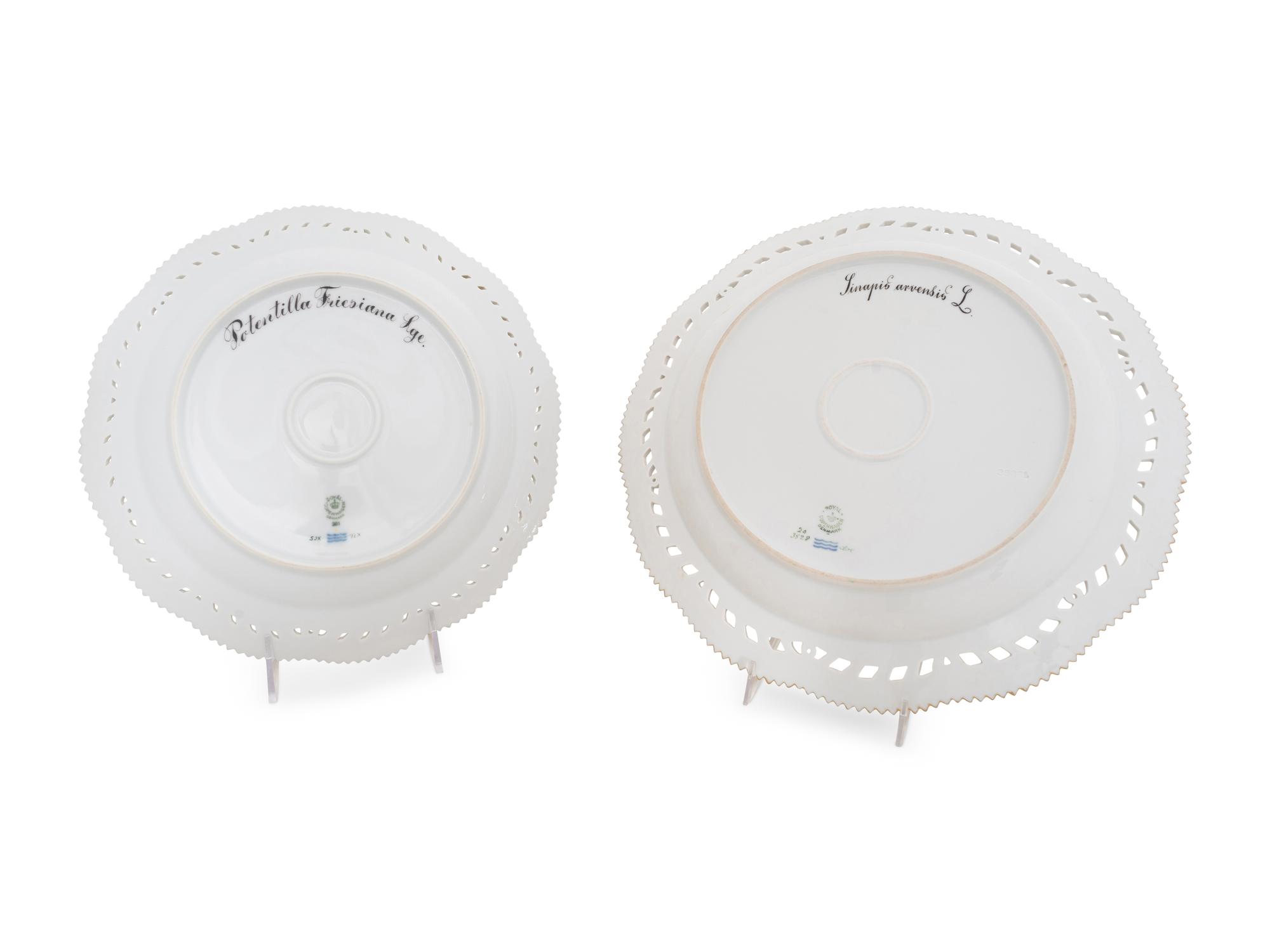 Two Royal Copenhagen Flora Danica Reticulated Cake Plates