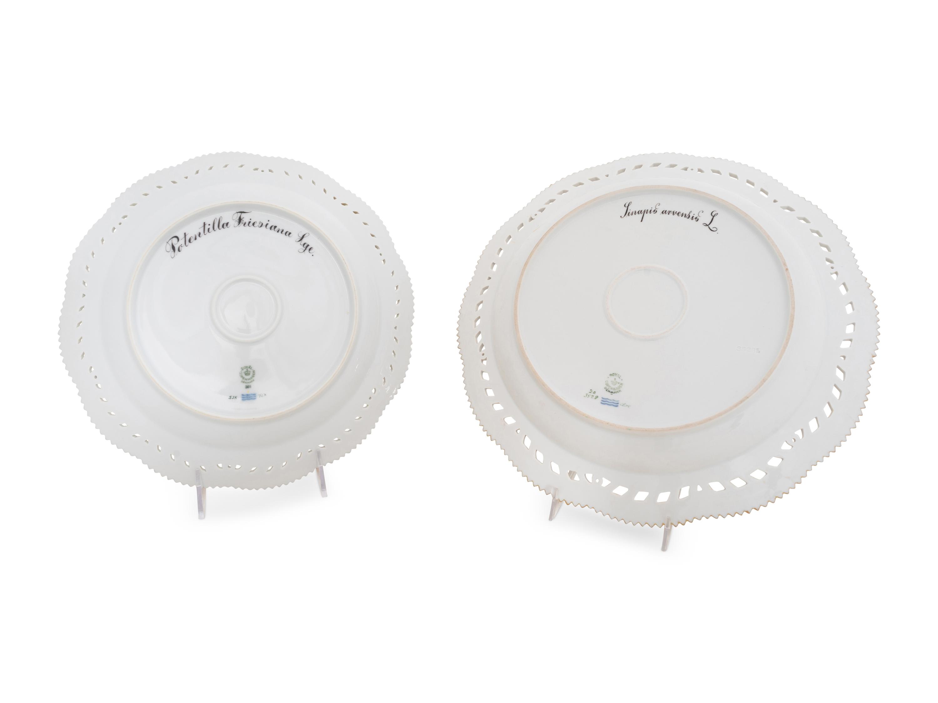 Two Royal Copenhagen Flora Danica Reticulated Cake Plates