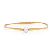 Cultured Pearl and Yellow Gold Bangle Bracelet