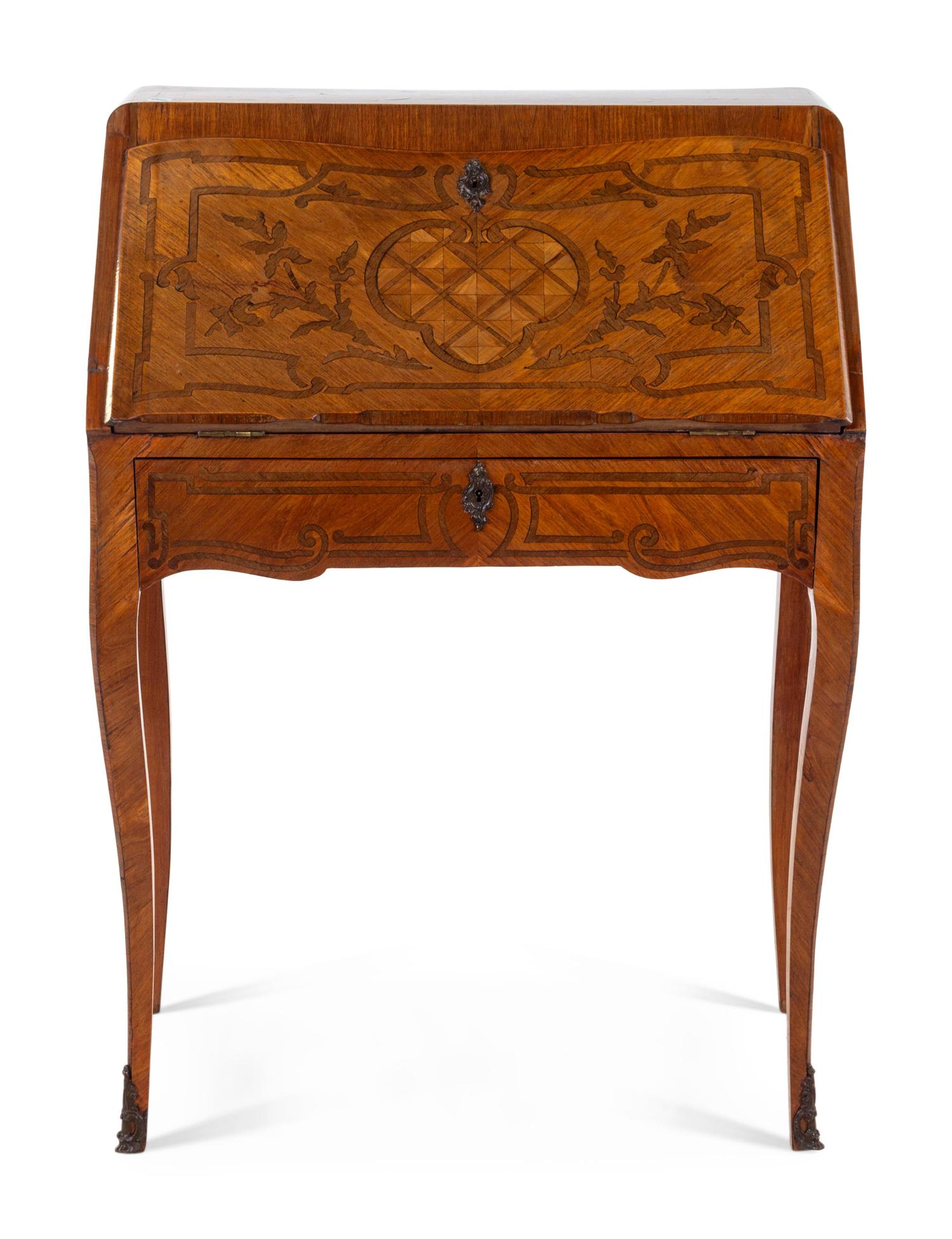 A French Parquetry and Marquetry Slant-Front Desk
