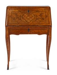 A French Parquetry and Marquetry Slant-Front Desk